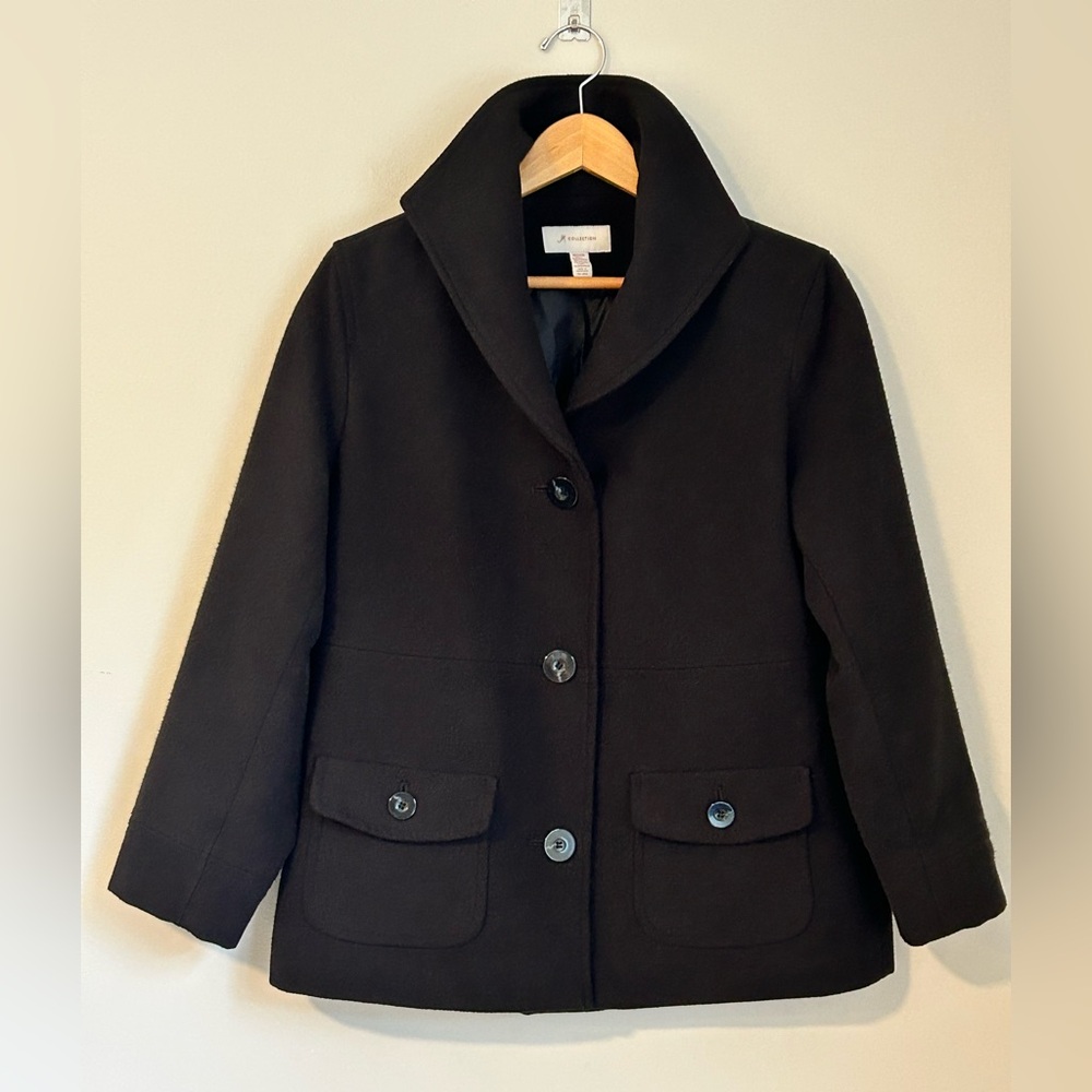 JM Collection Black Button-Up Coat Women’s Size Medium